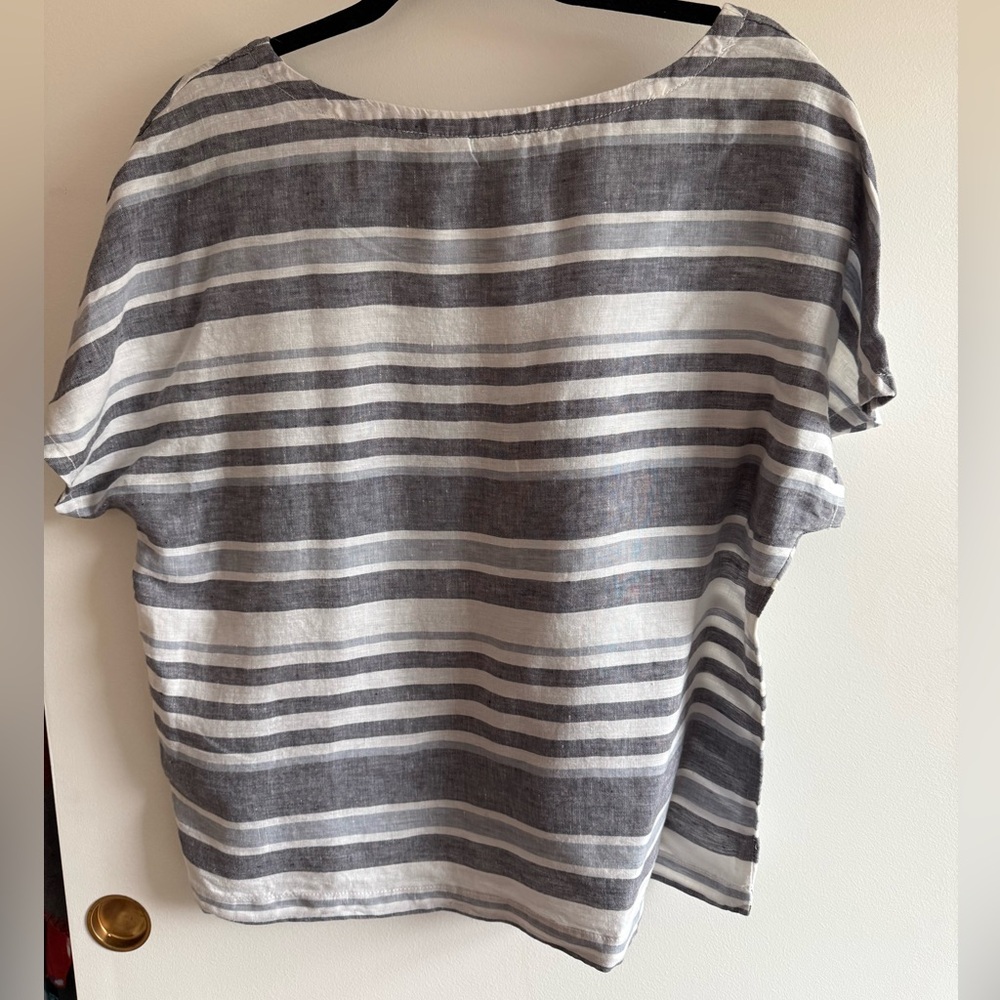 Striped Linen Women's Top - Picture 3 of 4